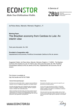 The Brazilian Economy from Cardoso to Lula: an Interim View