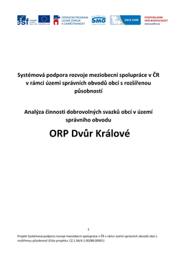 Analýza Činnosti Dobrovolných Svazků Obcí V Území Správního Obvodu ORP Dvůr Králové