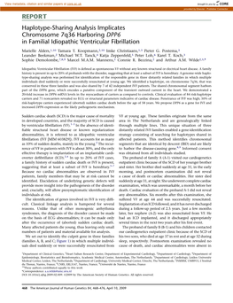 Haplotype-Sharing Analysis Implicates Chromosome 7Q36 Harboring DPP6 in Familial Idiopathic Ventricular Fibrillation