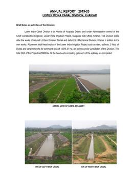 Annual Report : 2019-20 Lower Indra Canal Division, Khariar