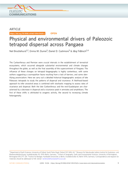 Physical and Environmental Drivers of Paleozoic Tetrapod Dispersal Across Pangaea