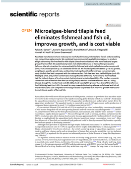 Microalgae-Blend Tilapia Feed Eliminates Fishmeal and Fish Oil