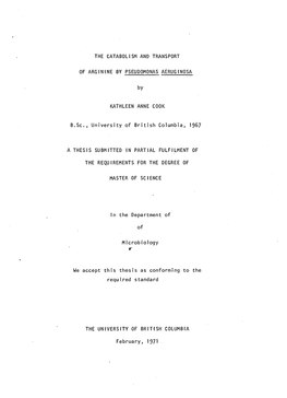 The Catabolism and Transport of Arginine By