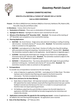 Planning Committee Meeting Minutes 26Th