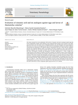 Evaluation of Cinnamic Acid and Six Analogues Against Eggs and Larvae of ⋆ Haemonchus Contortus T