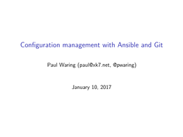 Configuration Management with Ansible And