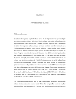 CHAPITRE V SYNTHÈSE ET CONCLUSION 5.1 Les Grands