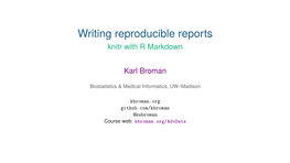 Writing Reproducible Reports Knitr with R Markdown