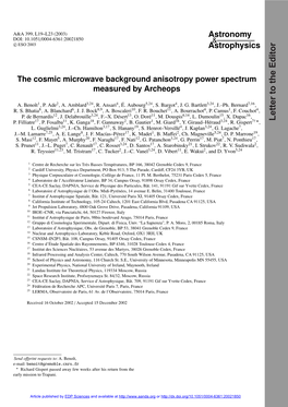 The Cosmic Microwave Background Anisotropy Power Spectrum Measured by Archeops