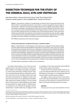 Dissection Technique for the Study of the Cerebral Sulci, Gyri and Ventricles