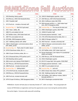 Pankidzone Auction Will Take Place on Saturday October 31St , 2020 at 2:35Pm