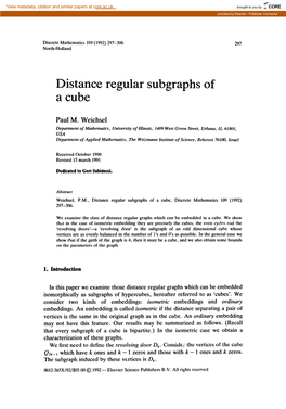 Distance Regular Subgraphs of a Cube