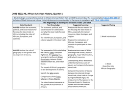 HS, African American History, Quarter 1