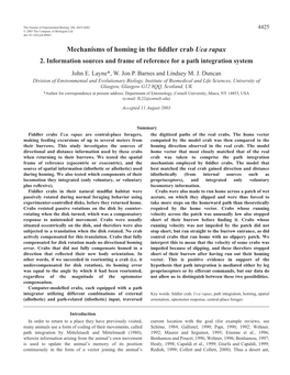 Mechanisms of Homing in the Fiddler Crab Uca Rapax