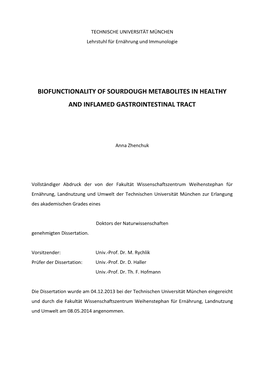 Biofunctionality of Sourdough Metabolites in Healthy and Inflamed Gastrointestinal Tract