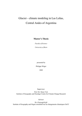 Climate Modeling in Las Leñas, Central Andes of Argentina