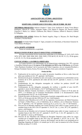 Asociación Del Fútbol Argentino Boletín Nº 5706