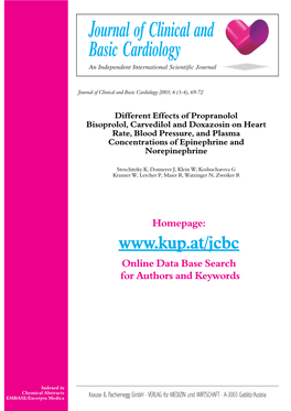 Different Effects of Propranolol, Bisoprolol, Carvedilol and Doxazosin on Heart Rate, Blood Pressure, and Plasma Concentrations of Epinephrine and Norepinephrine K