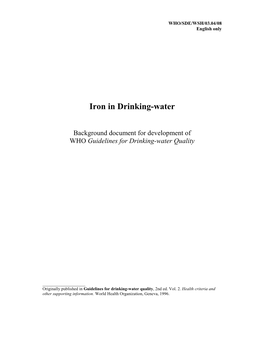 Iron in Drinking-Water