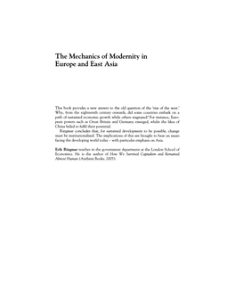 The Mechanics of Modernity in Europe and East Asia