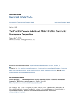 The People's Planning Initiative of Allston Brighton Community Development Corporation