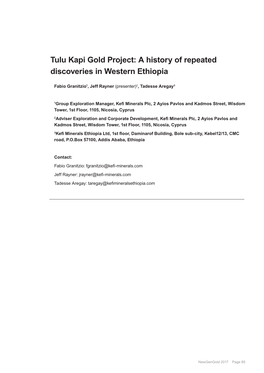 Tulu Kapi Gold Project: a History of Repeated Discoveries in Western Ethiopia