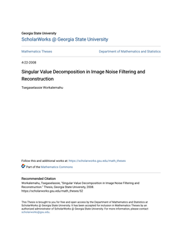 Singular Value Decomposition in Image Noise Filtering and Reconstruction