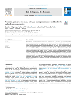 Perennial Grain Crop Roots and Nitrogen Management Shape Soil Food Webs T and Soil Carbon Dynamics ∗ Christine D