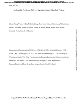 MOL #76356 1 an Inducible Cytochrome P450 3A4-Dependent