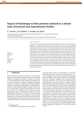 Impact of Thixotropy on Flow Patterns Induced in a Stirred Tank