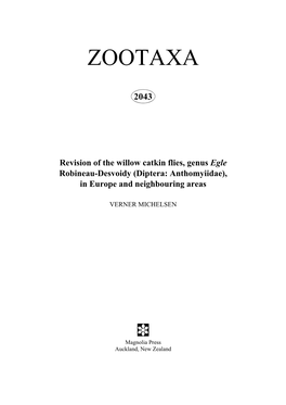 Zootaxa, Revision of the Willow Catkin Flies, Genus Egle Robineau