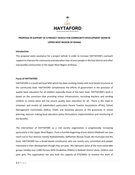HAYTAFORD Harnessing Youthful Talents for Rural Development