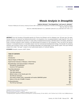 Mosaic Analysis in Drosophila