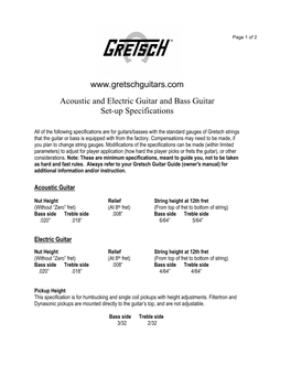 Gretsch Setup Specs