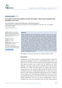 Non-Native Freshwater Molluscs in the Neotropics: What Can Be Learned from Brazilian Reservoirs?