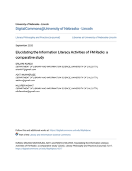 Elucidating the Information Literacy Activities of FM Radio: a Comparative Study