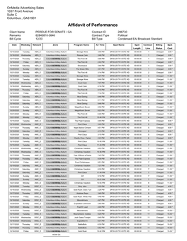 Affidavit of Performance