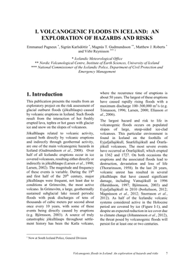 Volcanogenic Floods in Iceland: an Exploration of Hazards and Risks