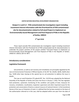 PCB Contaminated Site Investigation Report Including