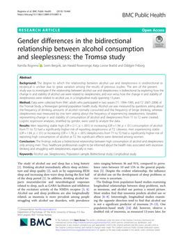 Gender Differences in the Bidirectional Relationship Between Alcohol Consumption and Sleeplessness