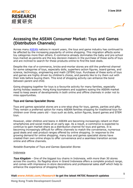 Accessing the ASEAN Consumer Market: Toys and Games (Distribution Channels)