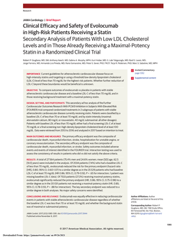 Secondary Analysis of Patients with Low LDL Cholesterol Levels and in Those Already Receiving a Maximal-Potency Statin in a Randomized Clinical Trial