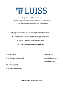 Intelligence Failures in Countering Islamic Terrorism: a Comparative Analysis on the Strategic Surprises of the 9/11 and the Pa