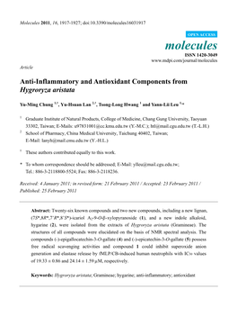 Anti-Inflammatory and Antioxidant Components from Hygroryza Aristata