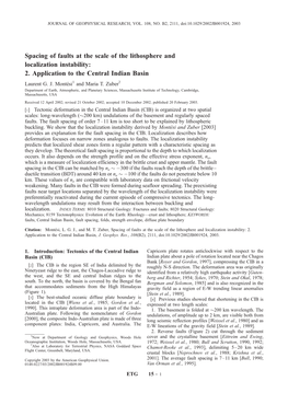 Spacing of Faults at the Scale of the Lithosphere and Localization Instability: 2. Application to the Central Indian Basin Laurent G