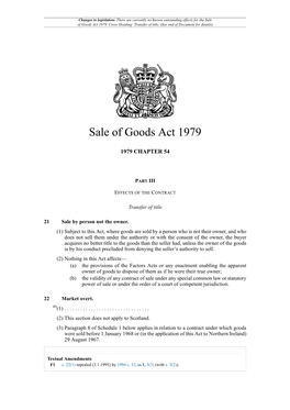 Sale of Goods Act 1979, Cross Heading: Transfer of Title