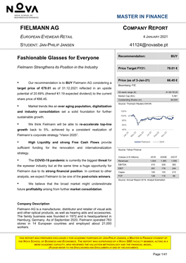 Fielmann Ag Company Report