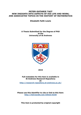 Elizabeth F. Lewis Phd Thesis