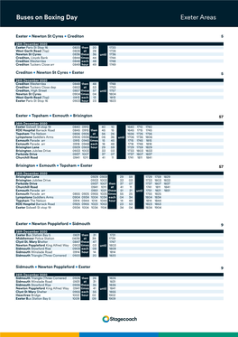 Buses on Boxing Day Exeter Areas