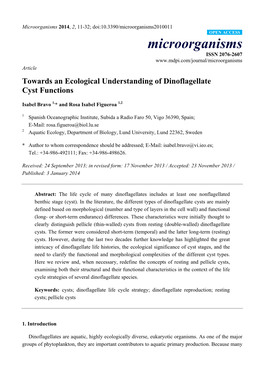 Towards an Ecological Understanding of Dinoflagellate Cyst Functions